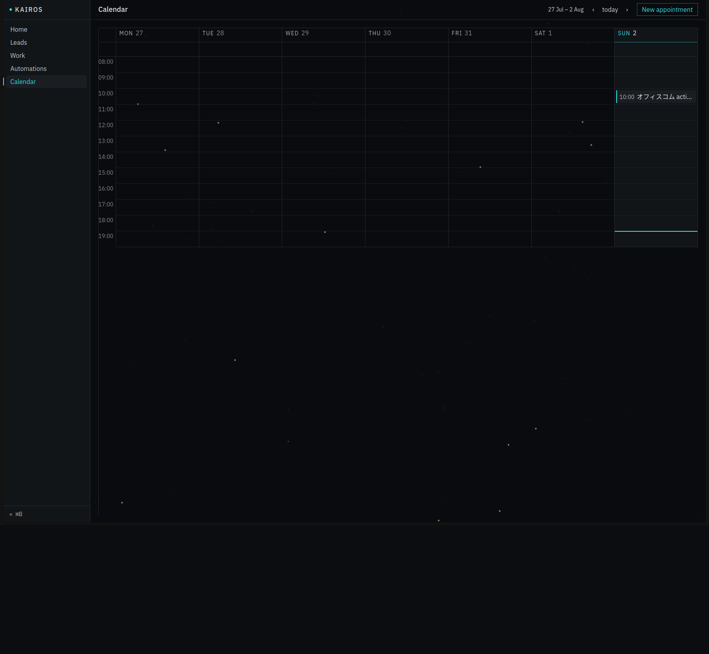Kairos: la schermata calendario